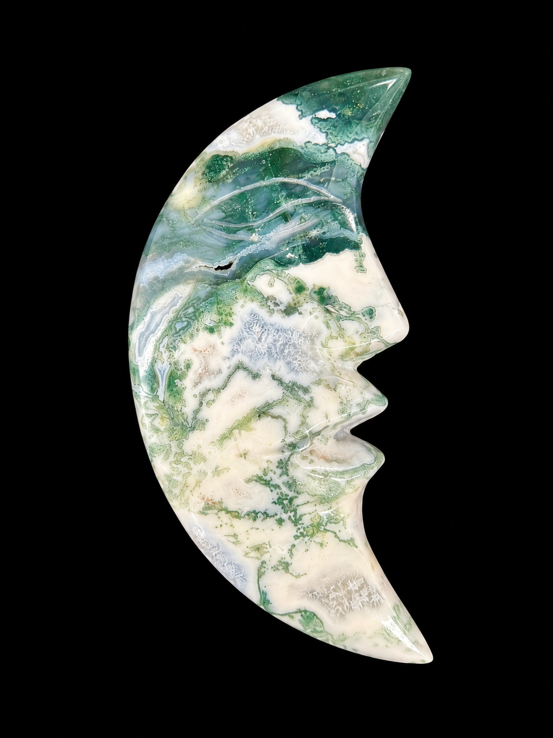 Dreaming Moon Moss Agate Crescent