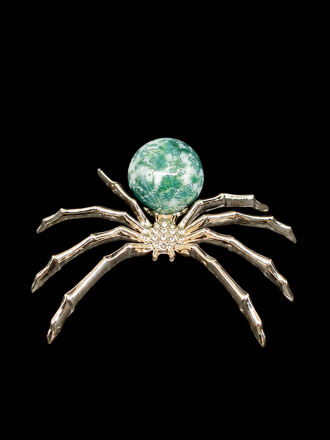 Web Weaver Moss Agate Spider Sphere