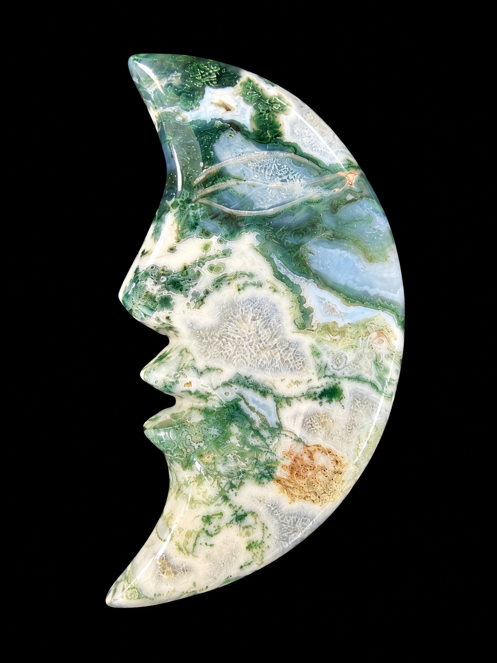 Dreaming Moon Moss Agate Crescent