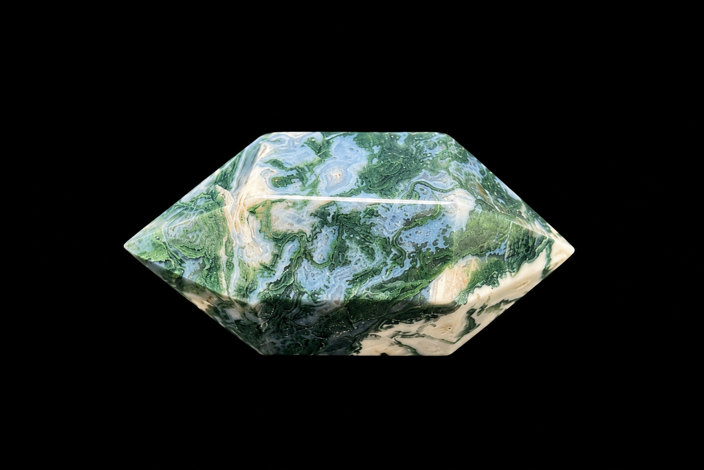 Earthrise Moss Agate Double Terminated Point