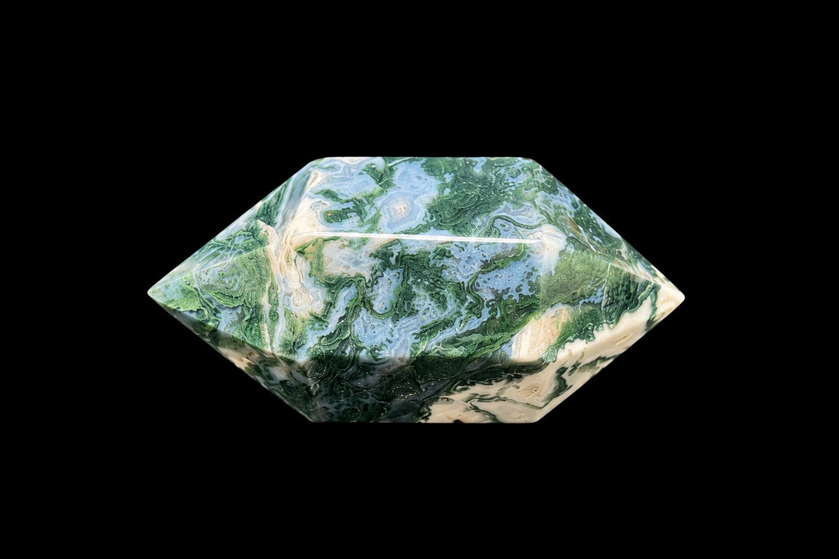 Earthrise Moss Agate Double Terminated Point