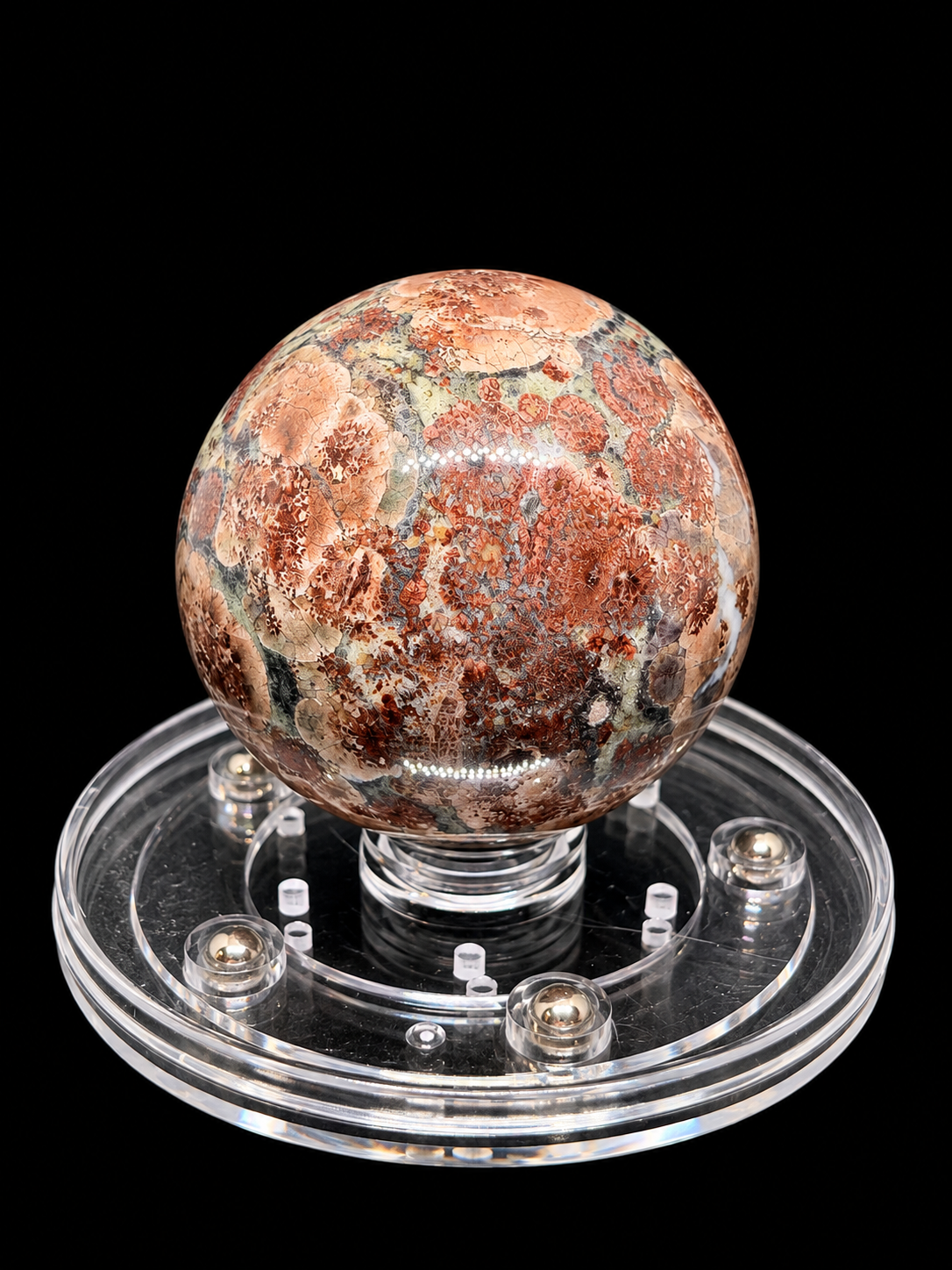 Rosehip and Sage Russian Flower Agate Sphere Variant 5