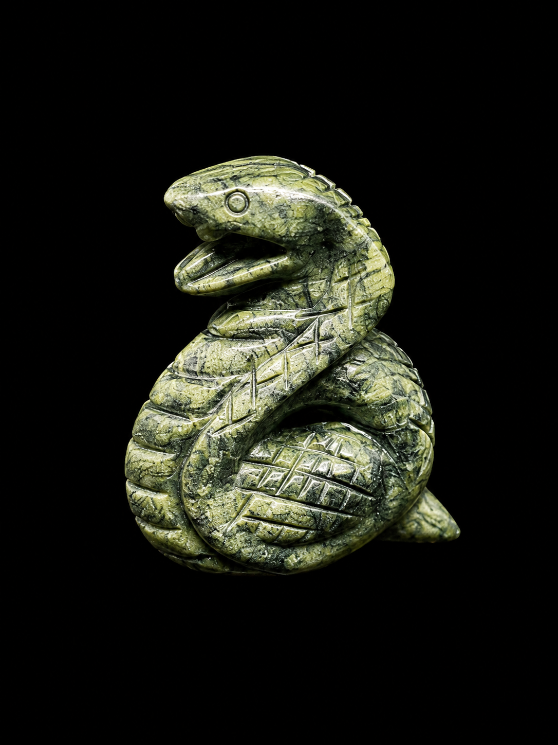 Coiled Wisdom Serpentine Cobra Carving