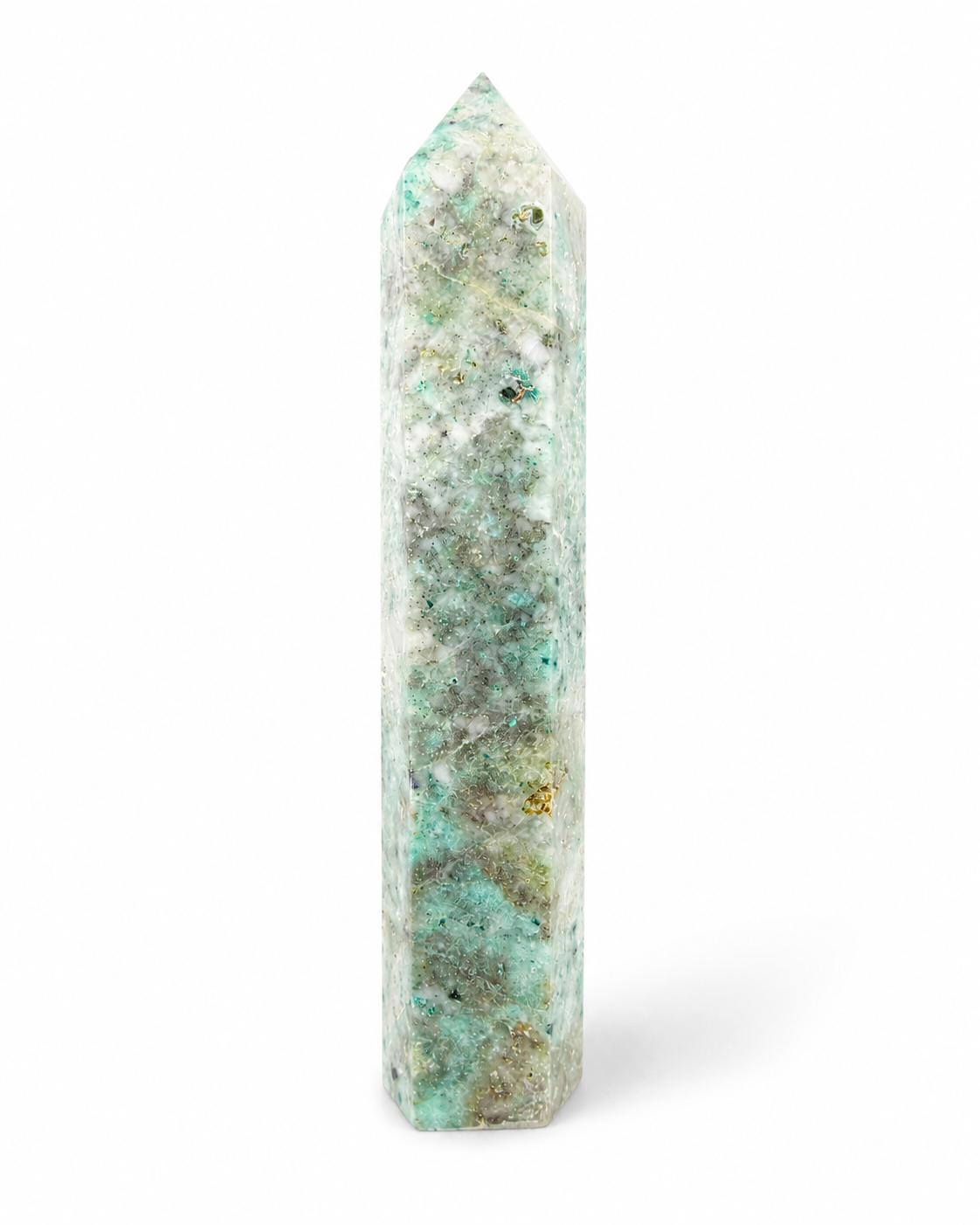 Chrysocolla in Quartz Tower
