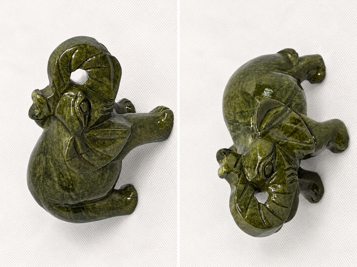 Serpentine Elephant Carving