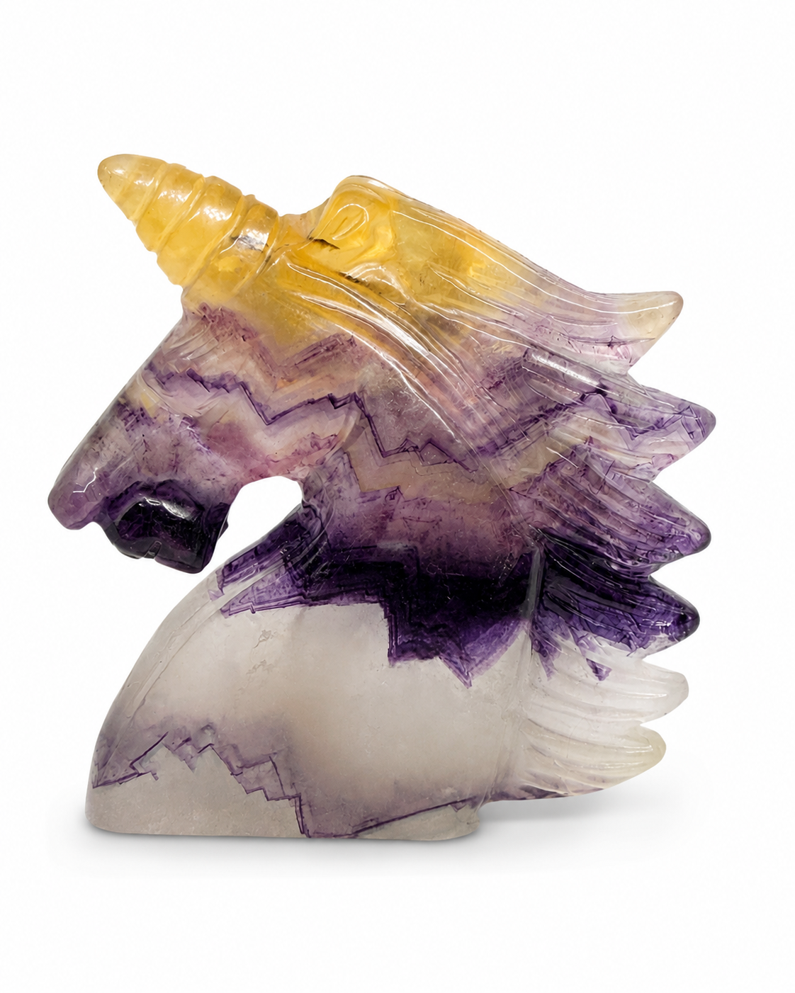 Fluorite Unicorn Head Carving