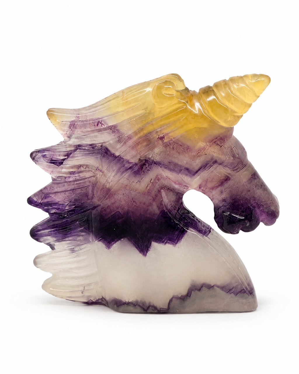 Fluorite Unicorn Head Carving
