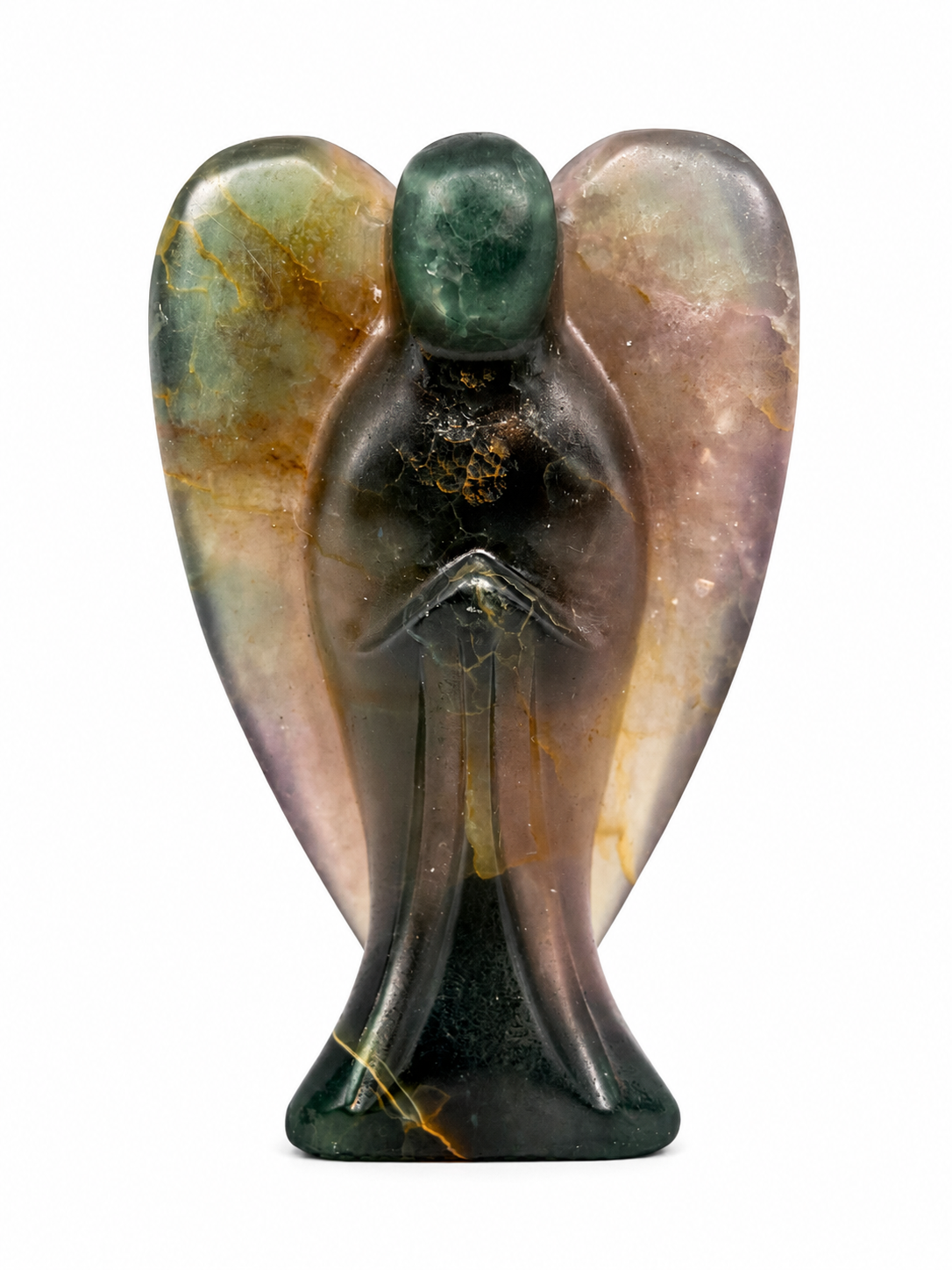 Angel Carving in Green and Yellow Fluorite