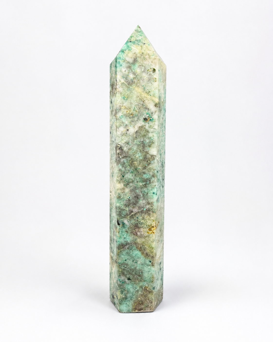 Chrysocolla in Quartz Tower