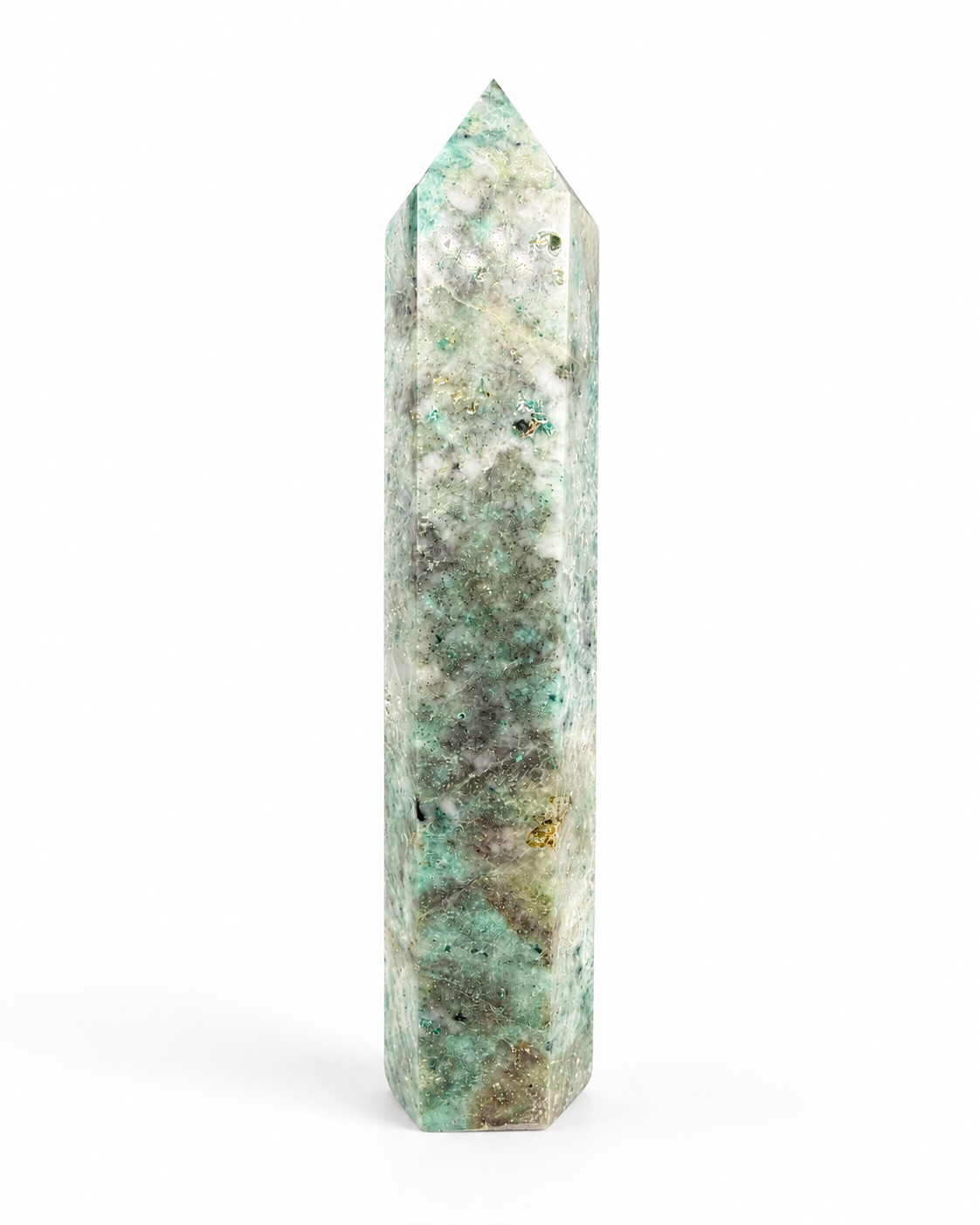 Chrysocolla in Quartz Tower