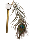 Raw Crystal Bookmark with Peacock Feather