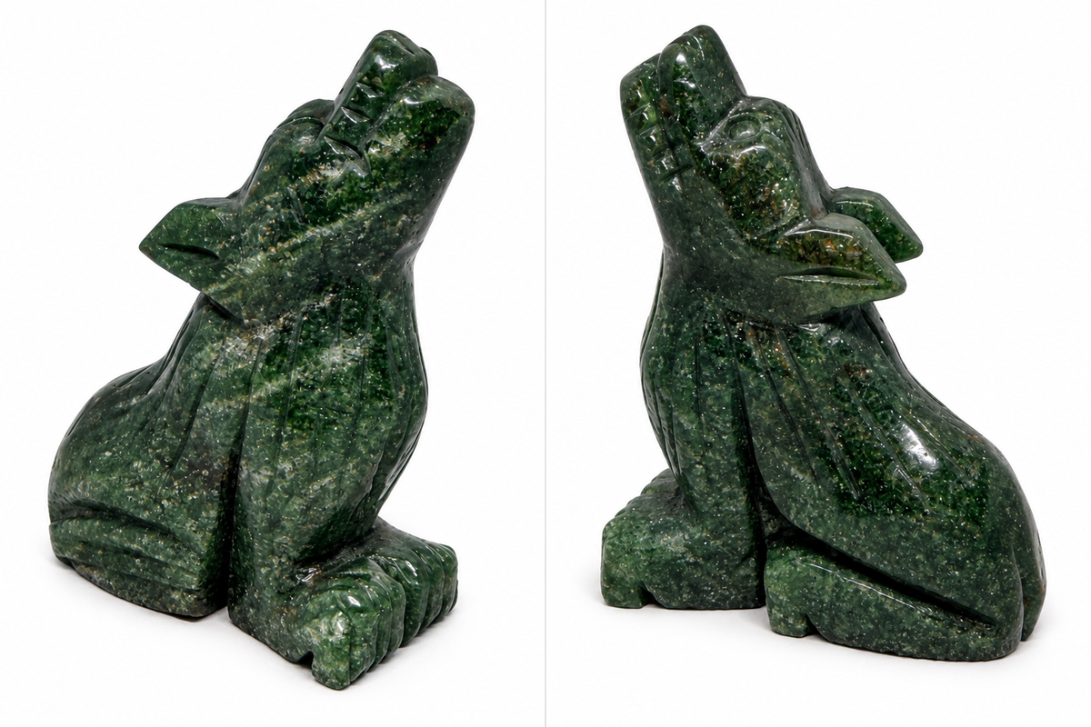 Green Aventurine Wolf Carving