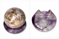 Moonstone Sphere & Purple Fluorite Holder Set
