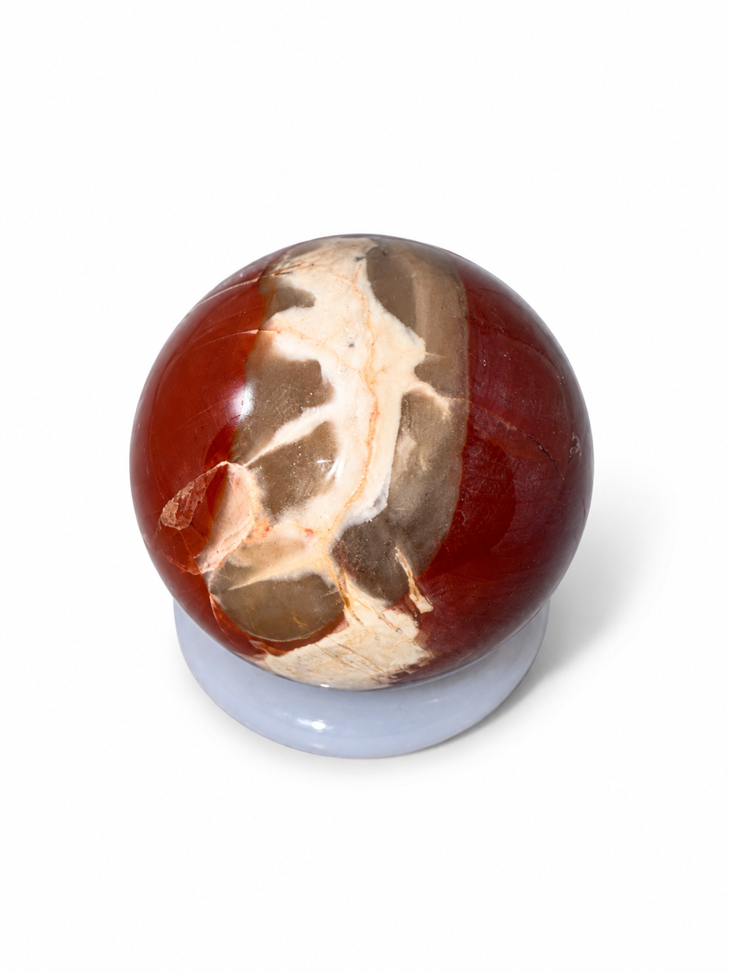 Mookaite Jasper Sphere & White Calcite Holder Set