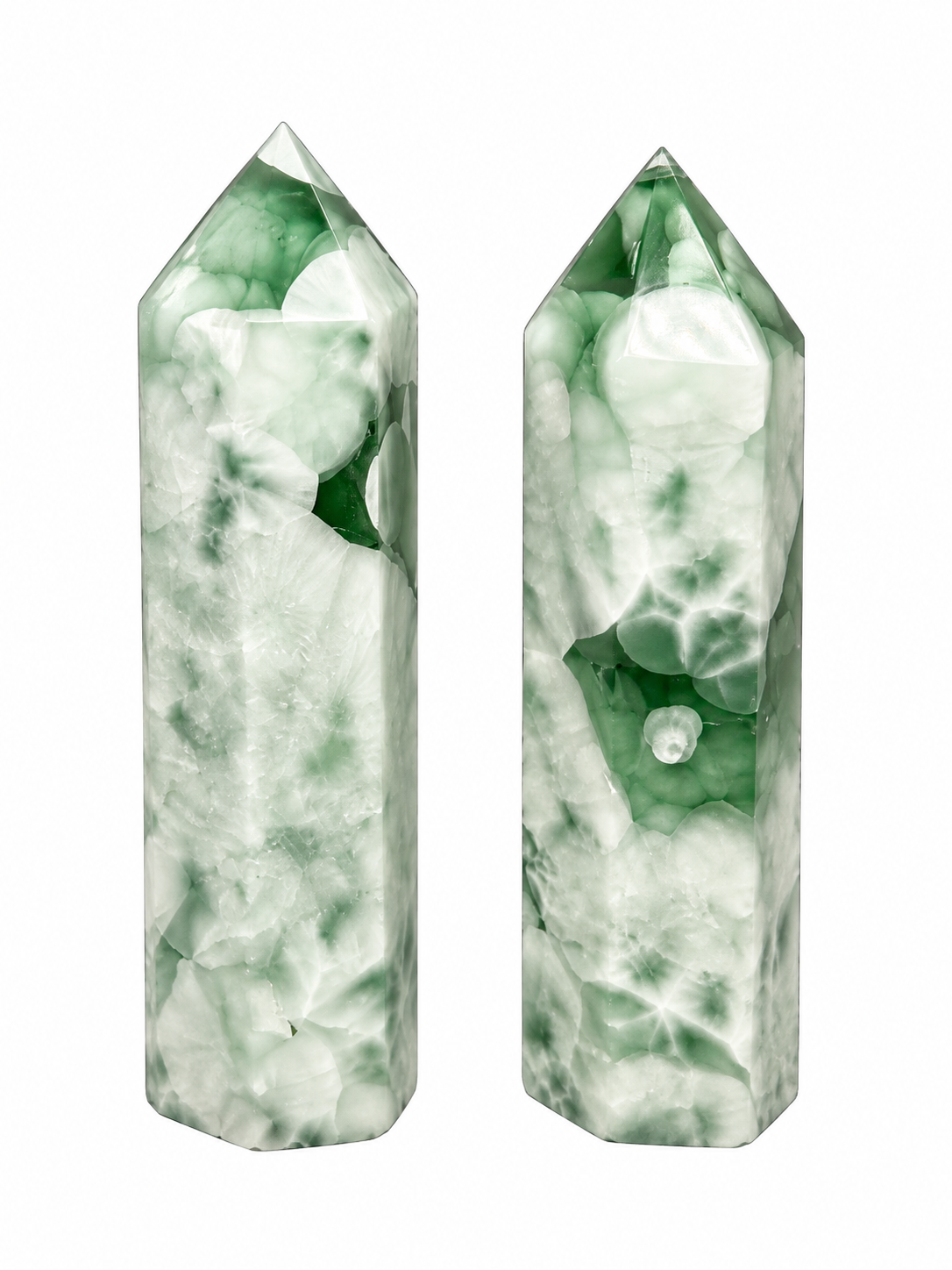 Green Angelite Tower Pair