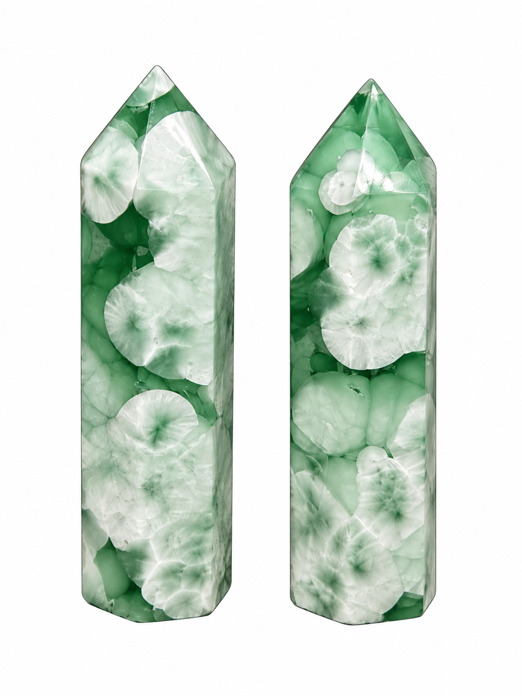 Green Angelite Tower Pair