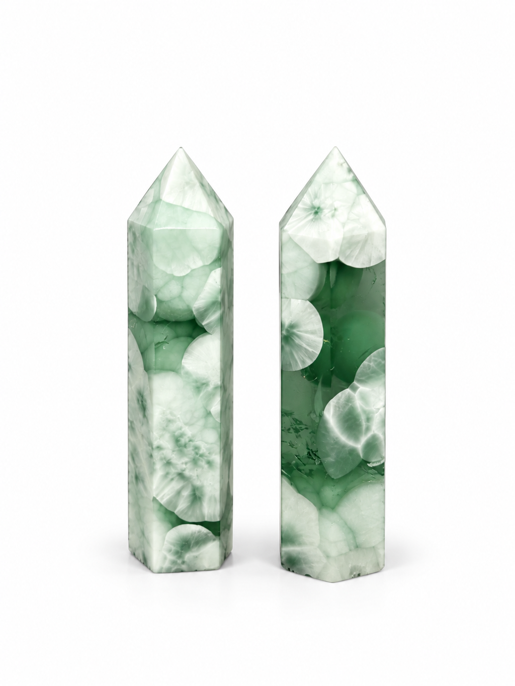Green Angelite Tower Pair