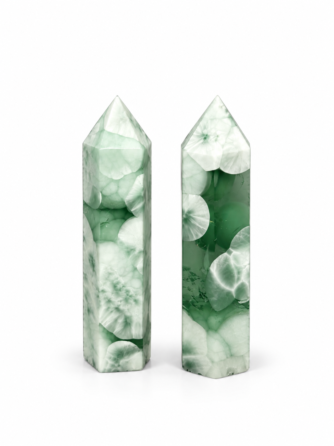 Green Angelite Tower Pair