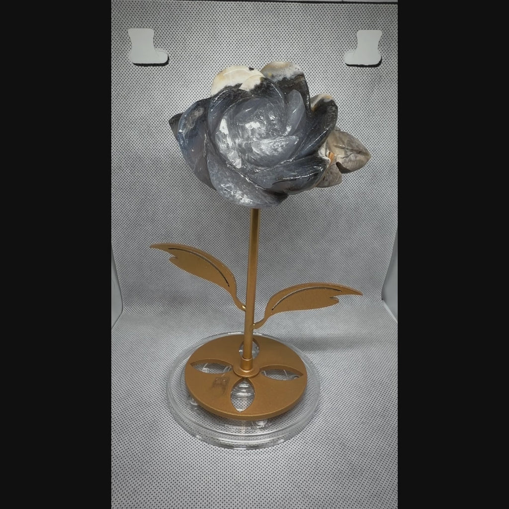 Football Agate Rose Carving