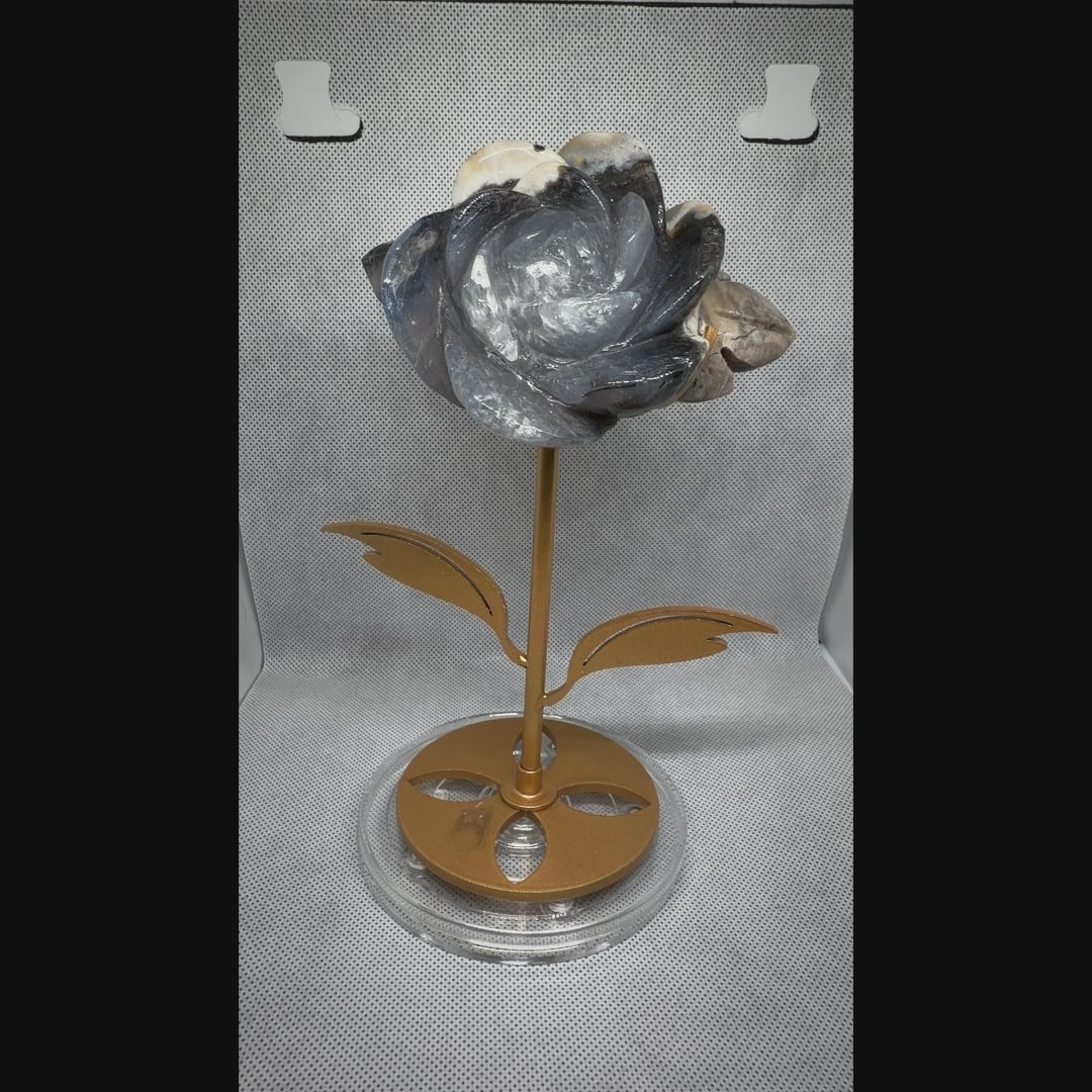 Football Agate Rose Carving